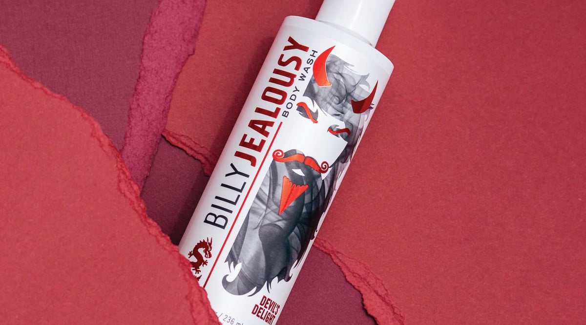Maroon Billy Jealousy Illicit Hydrating Body Wash for Men with Hempseed Oil and Vitamin E, Cleanse, Smooth & Soften Skin, Citrus/Sandalwood/Bergamot Scent