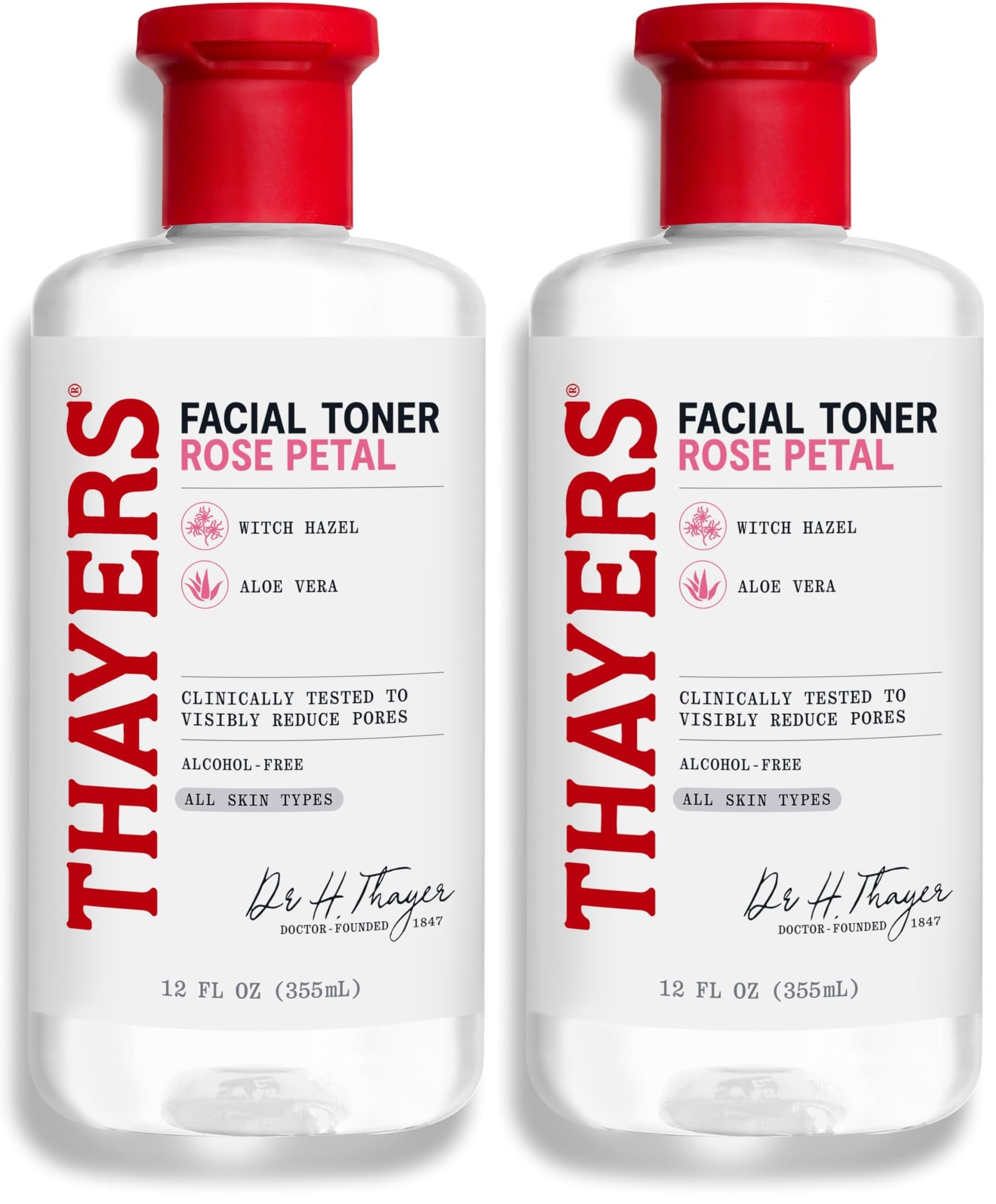 White Smoke Thayers Facial Toner, Witch Hazel with Aloe Vera, Rose Petal, 12 Fl Oz (Pack of 2)