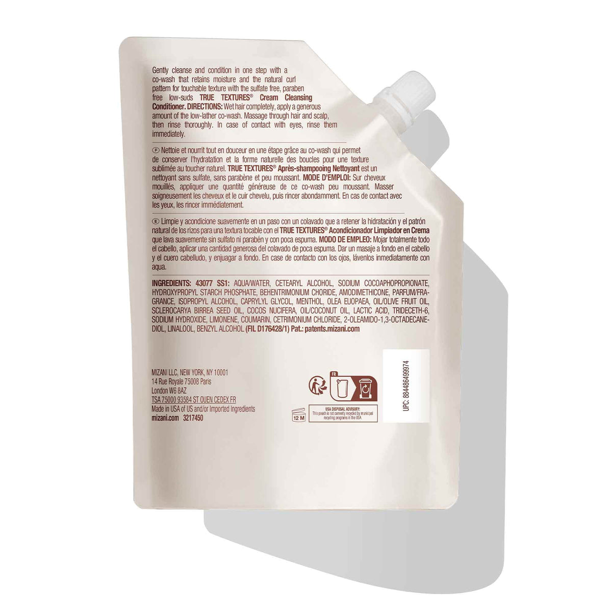White Smoke Mizani True Textures Cream Cleansing Conditioner – For Curly Hair, 16.9 oz