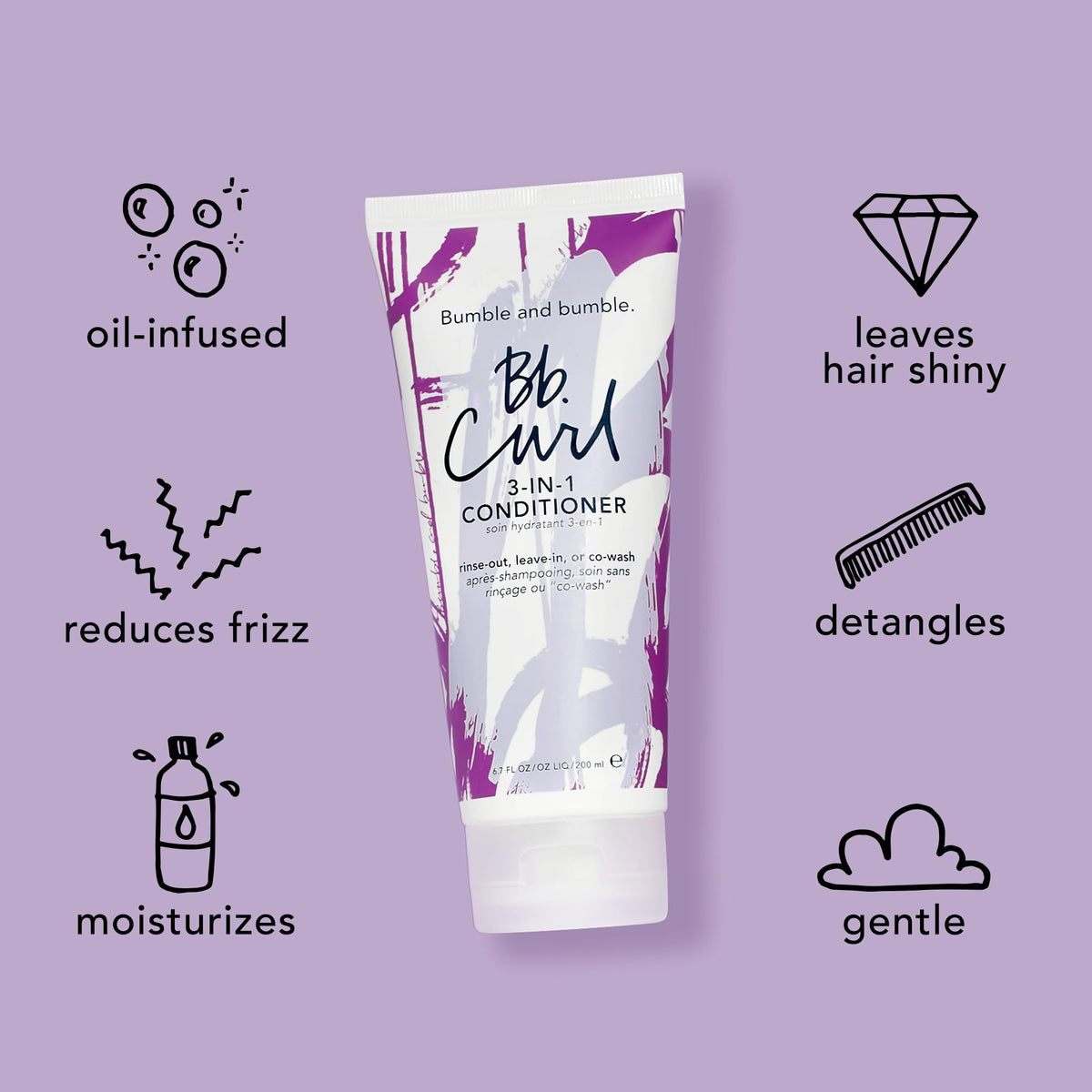 Gray Bumble and bumble. Curl 3-in-1 Conditioner | Leave-In, Rinse Out, CoWash | Anti Frizz + Color Safe | Coily, Curly, Wavy Hair | With Jojoba, Avocado + Coconut Oil | Pump Sold Separately, 33.8 Fl Oz