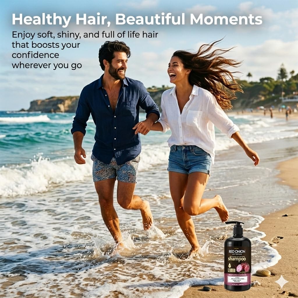 Gray Red Onion Shampoo Biotin Keratin 500ml- Anti Hair Loss, Anti Dandruff Shampoo for Hair Growth & Thickening - Salon Grade 100% Vegan, Nourishing Care to Restore Shine Paraben & Sulphate Free
