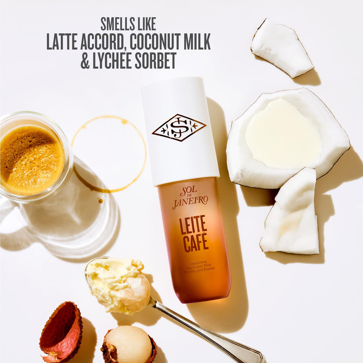 White Smoke Sol de Janeiro Leite Cafe Fragrance | Milky Gourmand Body Mist