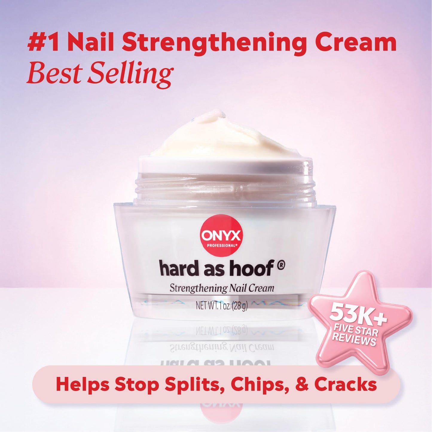 Lavender Blush Onyx Professional Hard as Hoof Nail Strengthening Cream, Island Coconut Scent - Nail Growth and Conditioning Cuticle Cream Stops Splits, Chips, Cracks & Strengthens Nails, 1 oz
