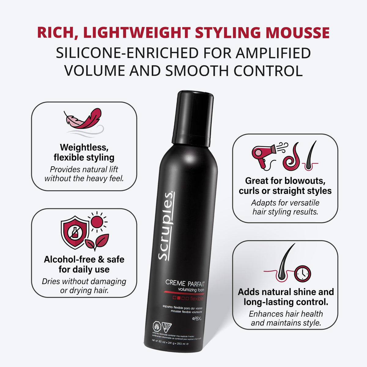 White Smoke Scruples Volumizing Hair Mousse for Women & Men, Styling Hair Foam, 8.5 oz