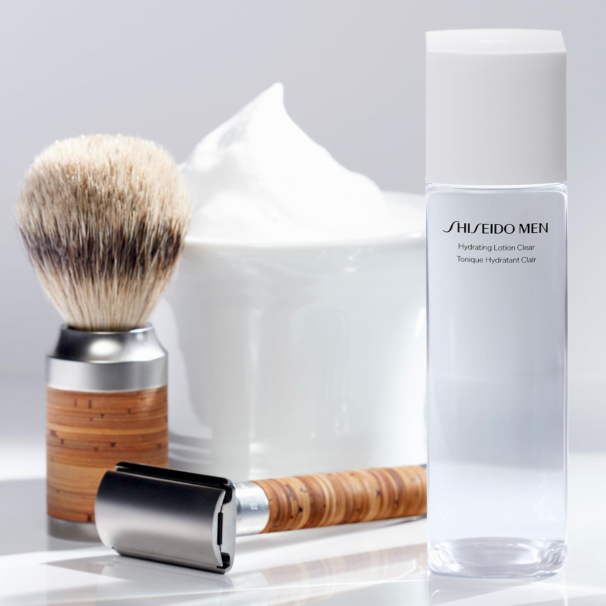 Light Gray Shiseido Men Hydrating Lotion Clear - 5 oz - Delivers 12-Hour Hydration & Visibly Improves Roughness - Non-Comedogenic - All Skin Types - Paraben Free & Mineral Oil Free