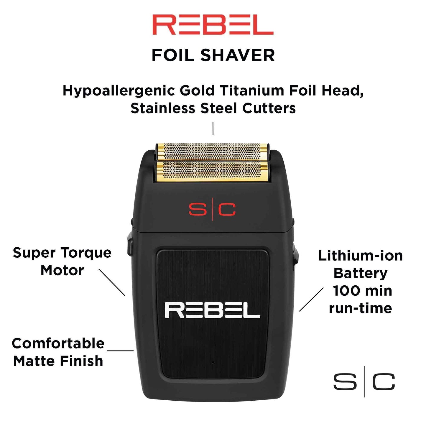 White Smoke StyleCraft Rebel Professional Cordless Double Foil Shaver - Super Torque Motor, USB-C Rechargeable Electric Men's Foil Shaver, Close Shave, Barber Quality Grooming
