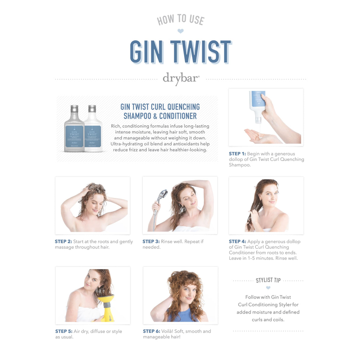 White Smoke Drybar Gin Twist Curl Quenching Conditioner for Curly Hair, 8.5 oz