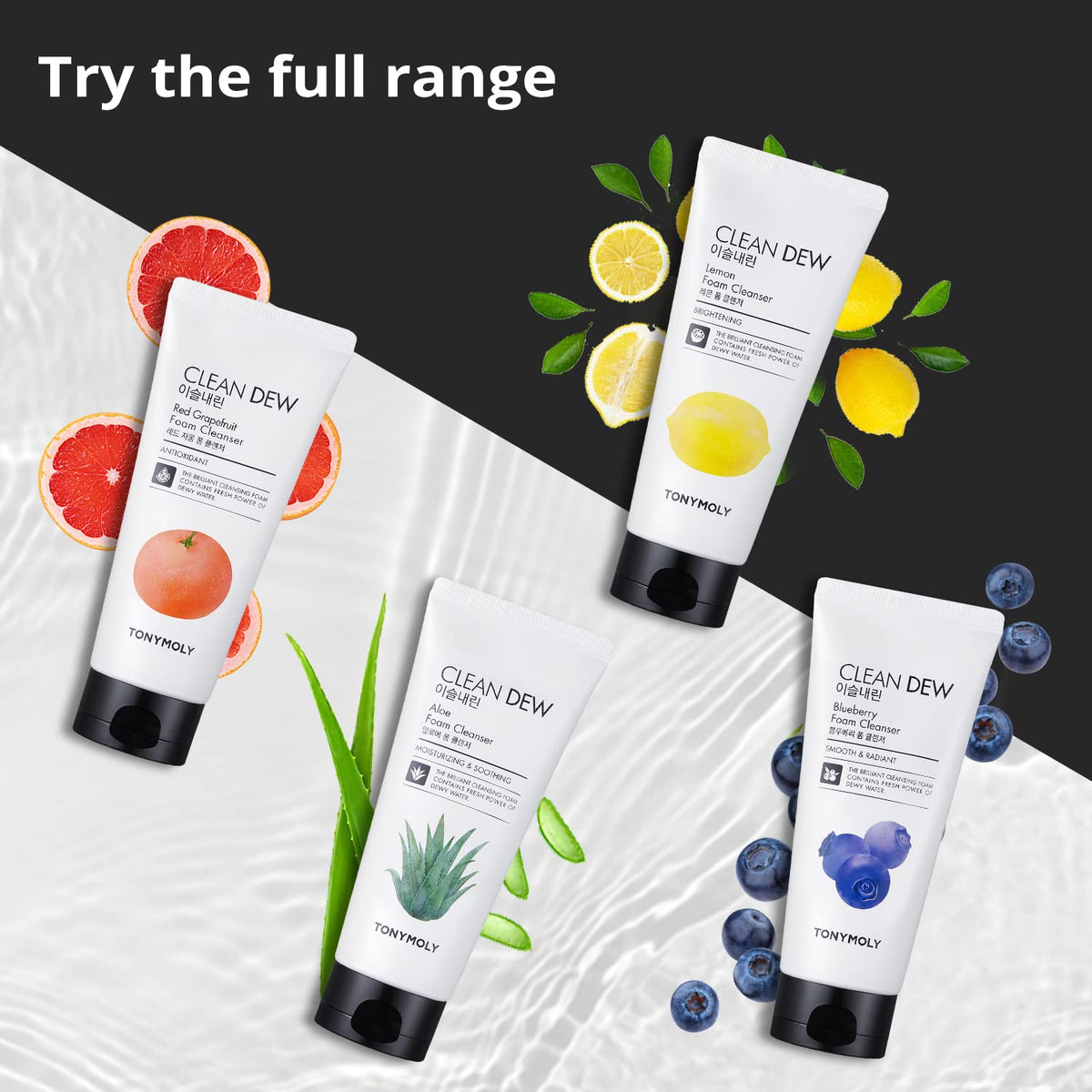 Lavender TONYMOLY Clean Dew Aloe Foam Cleanser with 96% Aloe for Sensitive Skin