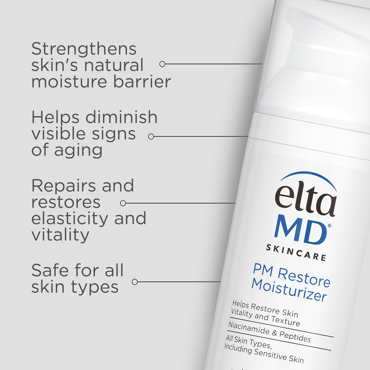 Light Gray EltaMD Morning and Night Skin Care Kit, AM Restore and PM Restore Facial Moisturizers, Anti-Aging Renew Eye Gel