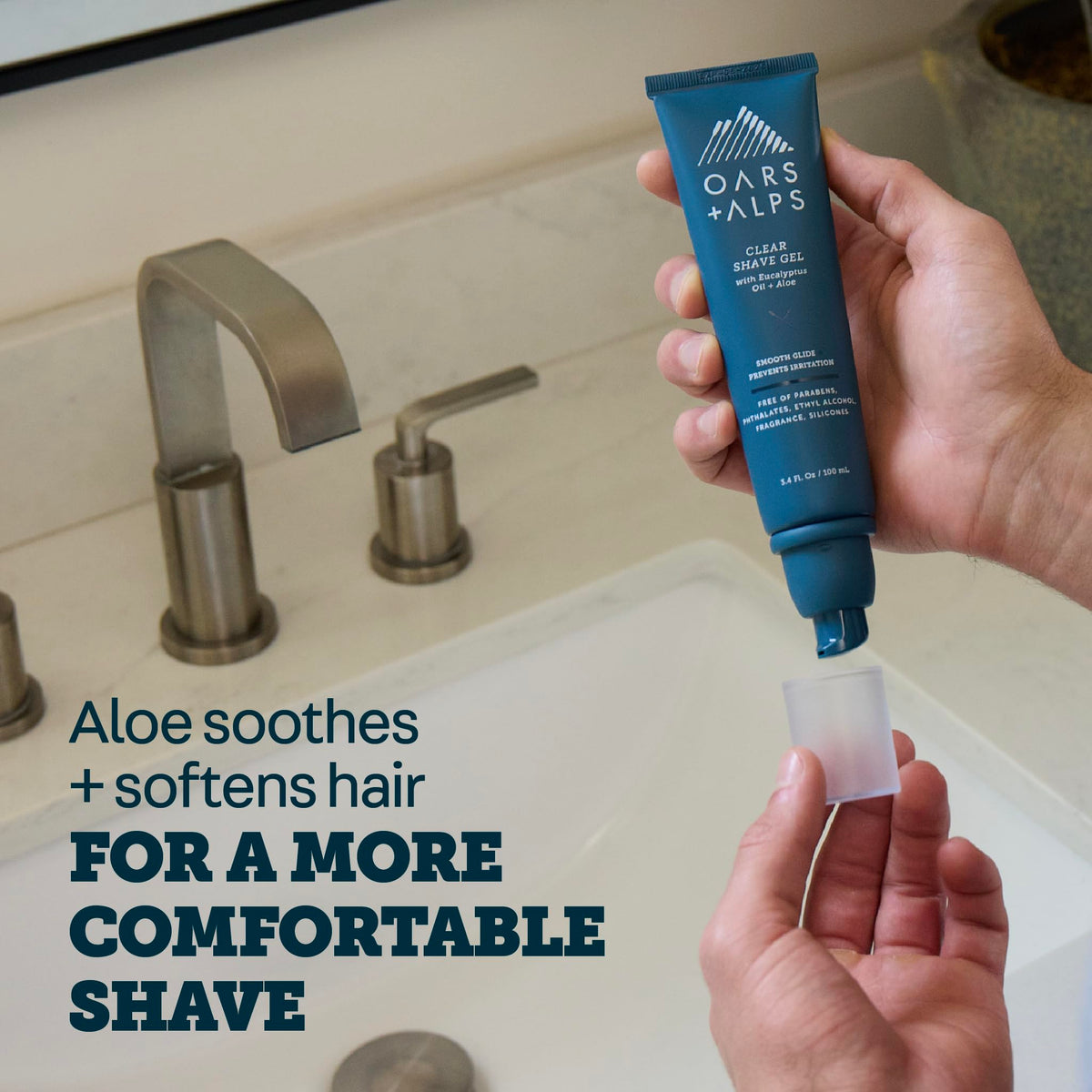 Dark Gray Oars + Alps Hydrating Men's Clear Shave Gel, Cushioning, 1pk, 3.4oz