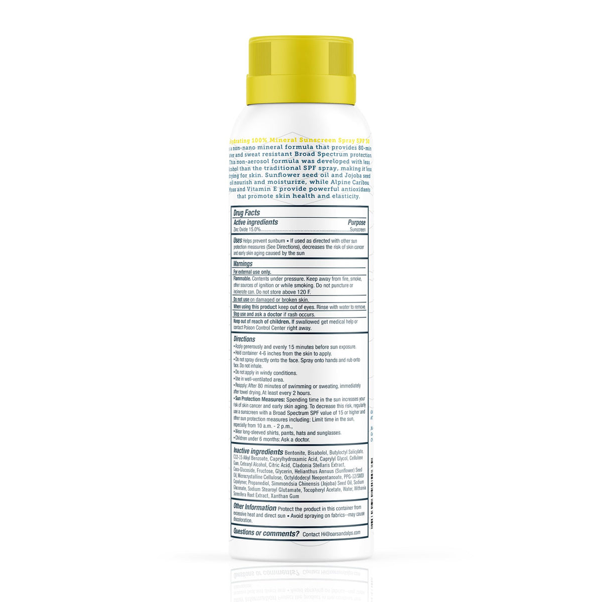 Light Gray Oars + Alps SPF 30 Mineral Body Sunscreen Spray, Blends Well, 1pk, 6oz