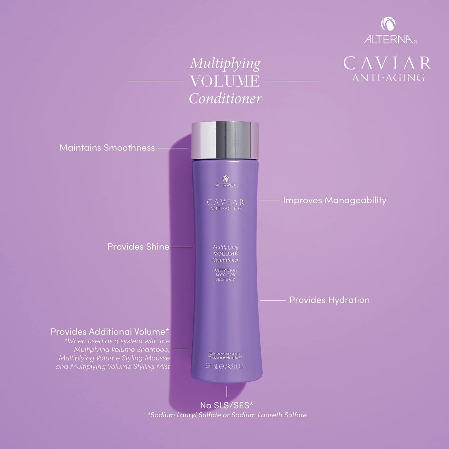 Dark Gray Alterna Caviar Anti-Aging Multiplying Volume Shampoo, Conditioner, Styling Mist Regimen Starter Set | For Fine, Thin Hair | Create Instant Volume and Thickness | Sulfate Free