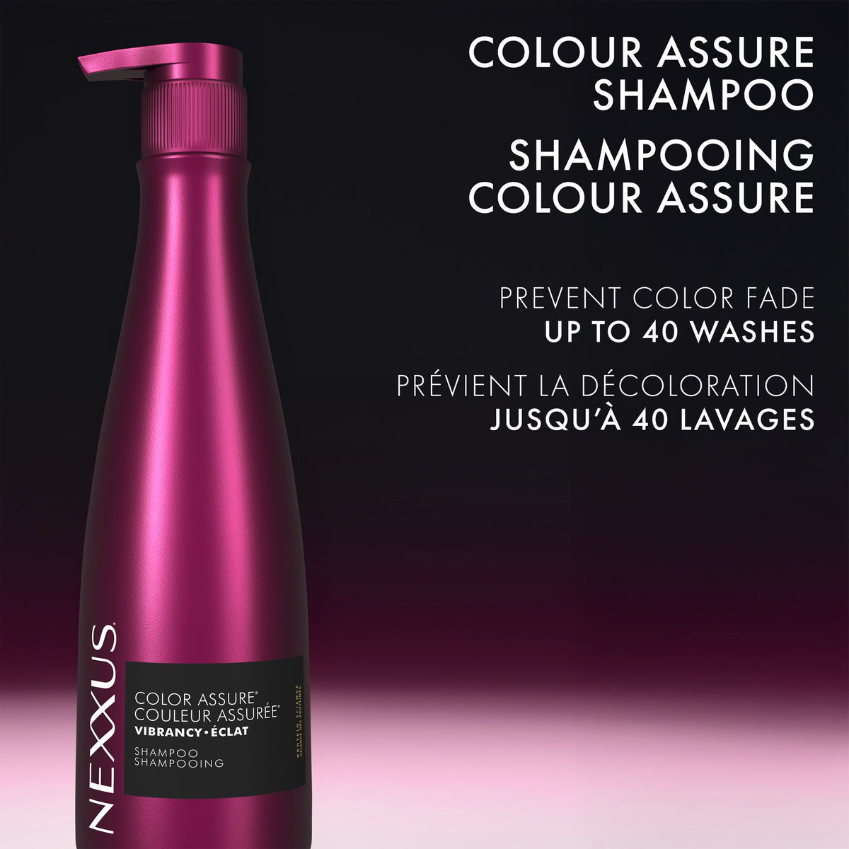 Black Nexxus COLOR ASSURE Shampoo for Vibrancy for Color Treated Hair Powered by CHROMABOND SEALER with Citric Acid 13.5 oz
