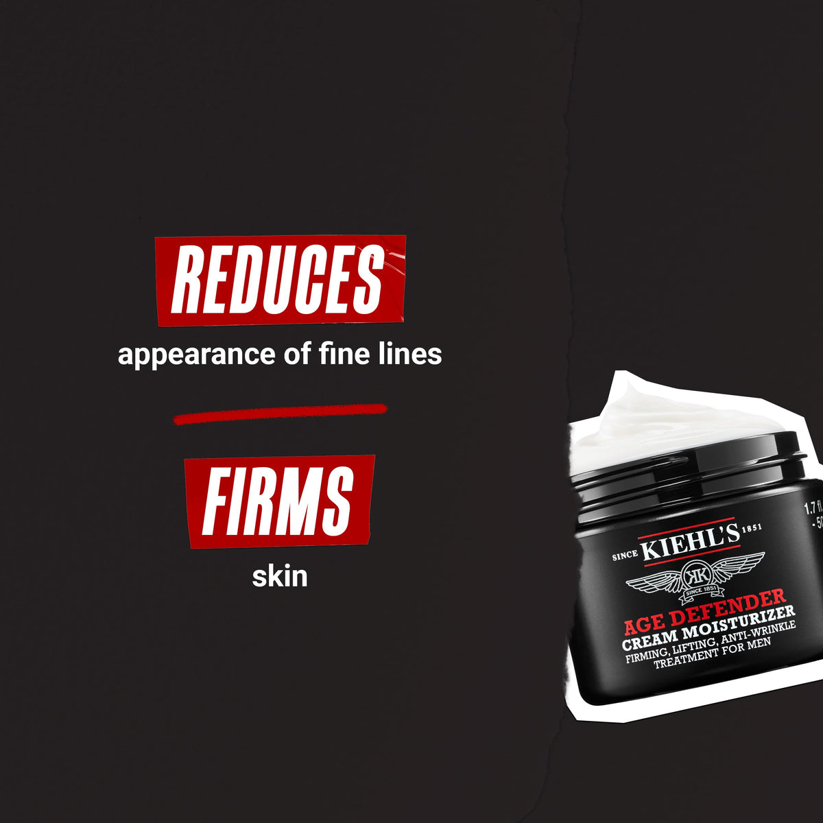 Black Kiehl's - Age Defender Face Cream Moisturizer, Anti-Aging Treatment For Men