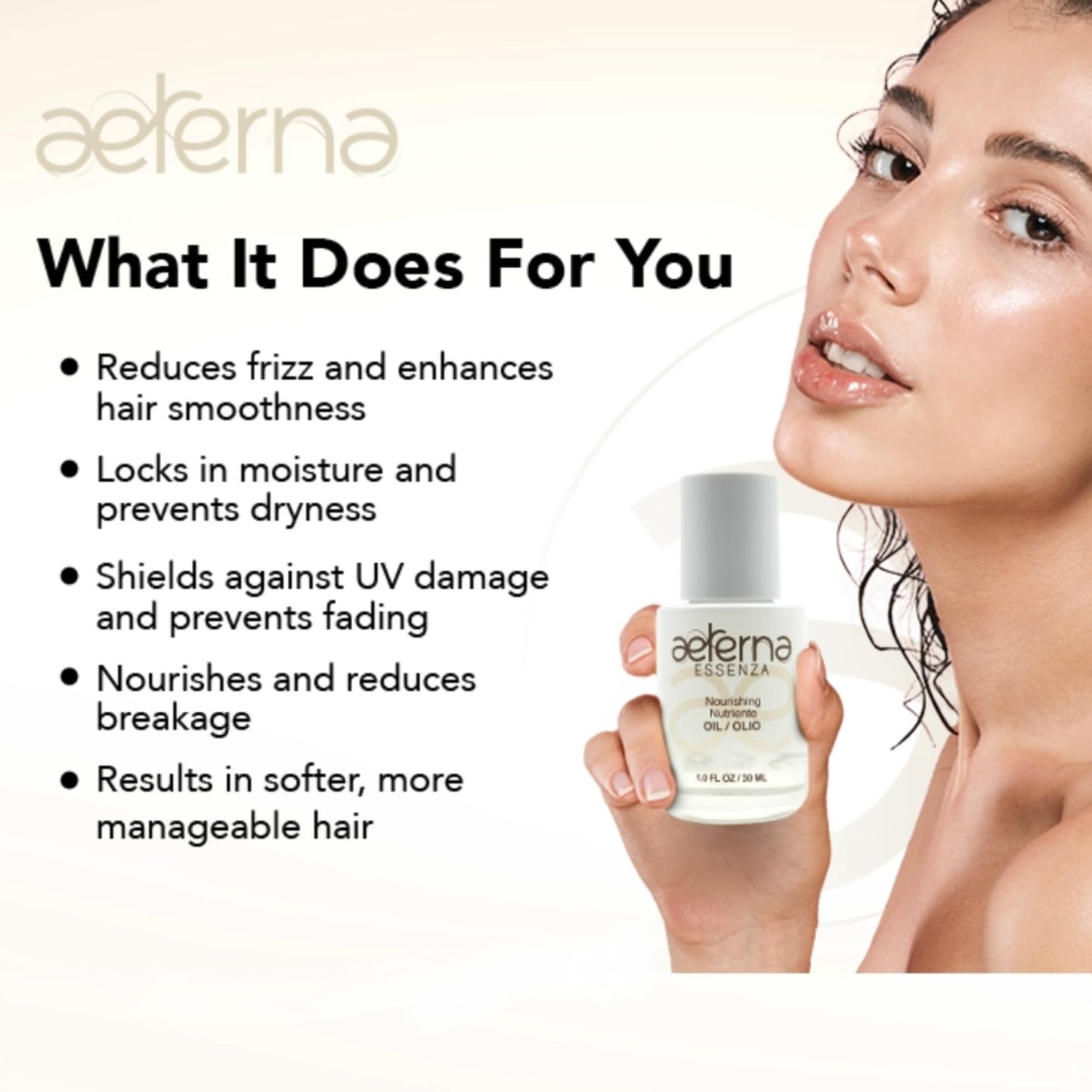 White Smoke Aeterna ESSENZA - Nourishing Hair Oil with Linseed & UV Protection - Lightweight, Non-Greasy Formula - Sulfates, Parabens & Silicones Free | For All Hair Types - 30 ml