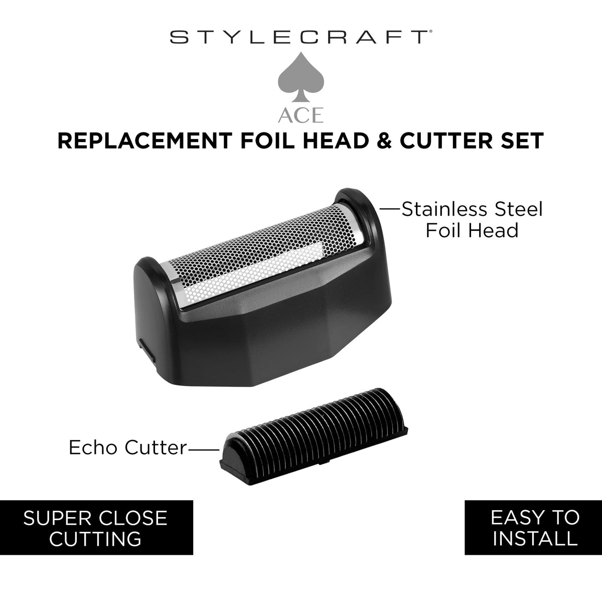 White Smoke StyleCraft Replacement Foil & Echo Cutter Blade Set for Ace Foil Shaver