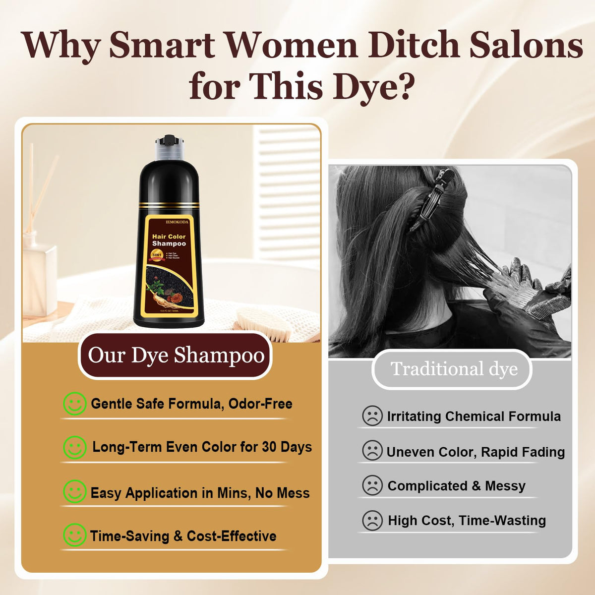 Seashell TYAYW Deep Wine Red Hair Dye Shampoo 3 in 1 for Gray Hair, Instant Hair Dye for Men Women, Long-lasting & Natural Hair Color Shampoo, Effect in Minutes, 16.9 Fl Oz