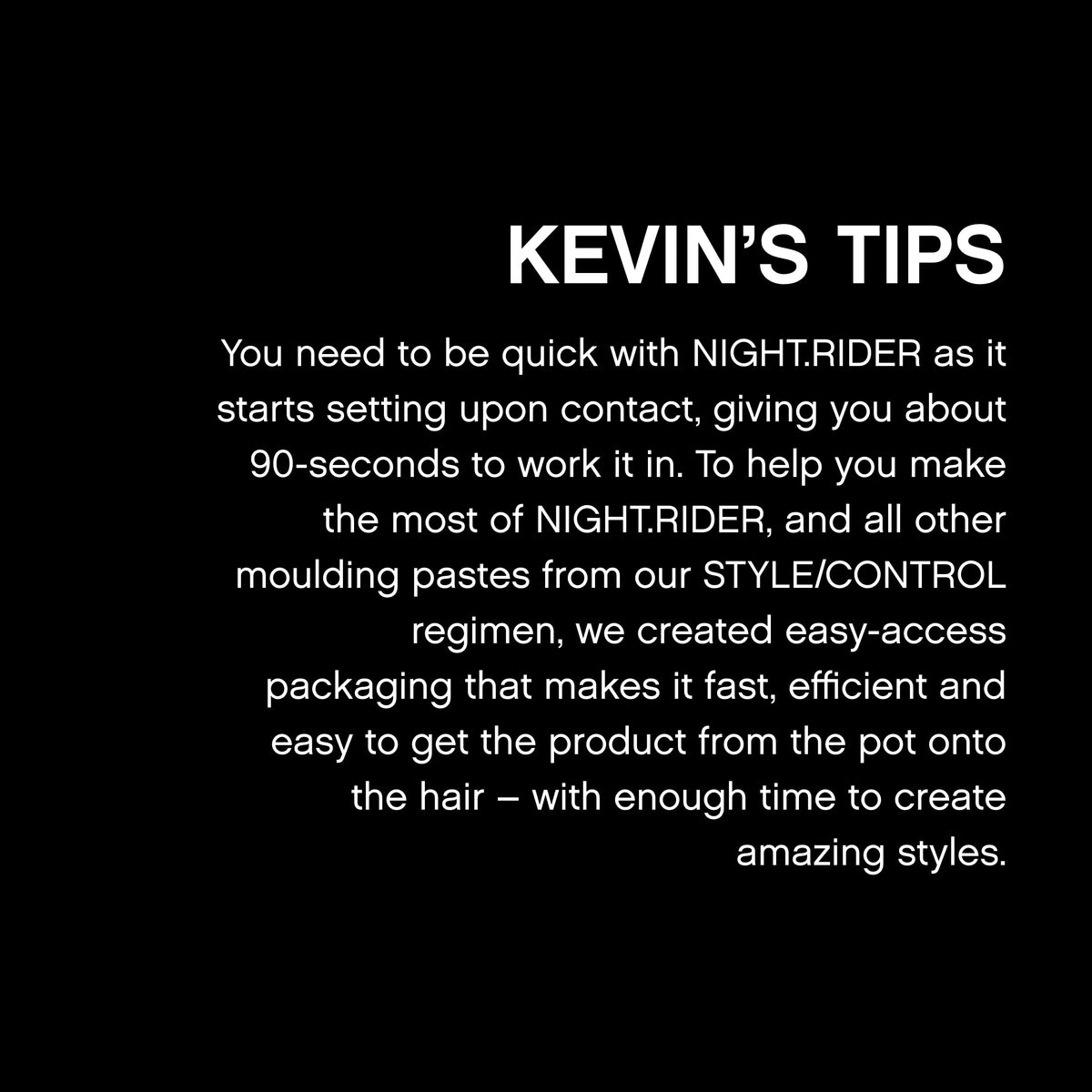 Black KEVIN.MURPHY NIGHT.RIDER Strong Hold Hair Moulding Paste, 3.5 oz
