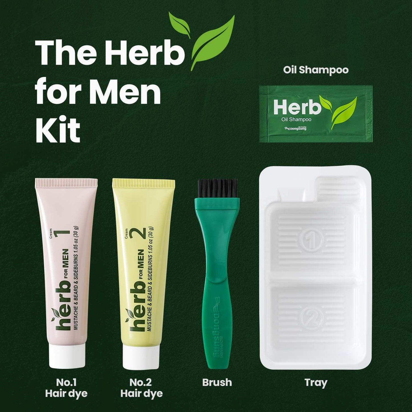 Black Herb For Men Mustache & Beard Dye (Dark Brown, 1 Pack), PPD-Free Ammonia-Free, Vegan with Natural Ingredients, Gentle for Sensitive Skin, No Skin Irritation