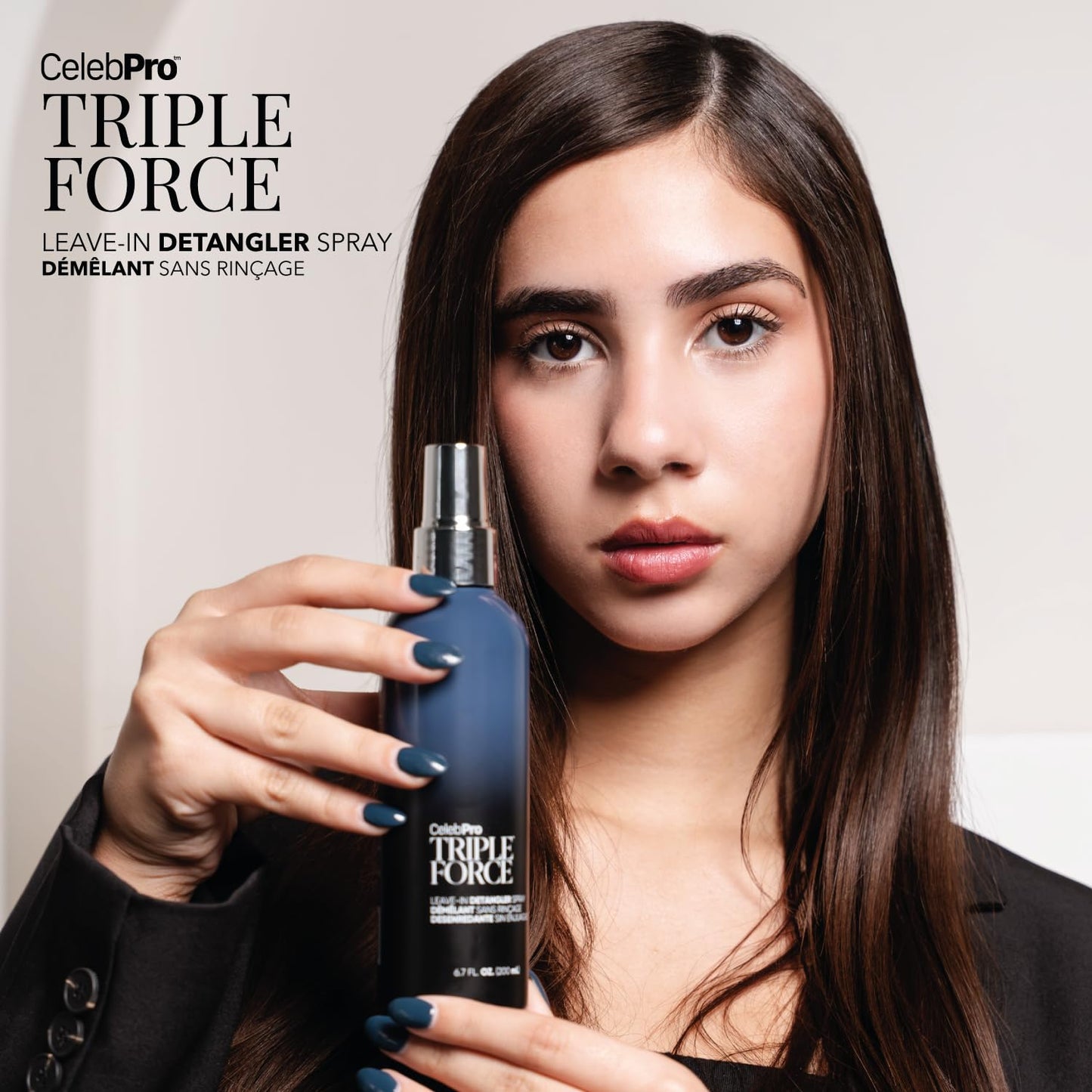 Light Gray Celeb Luxury CelebPRO TRIPLE FORCE Leave In Conditioner Spray, Detangler and Conditioner for All Hair Types, 6.7oz