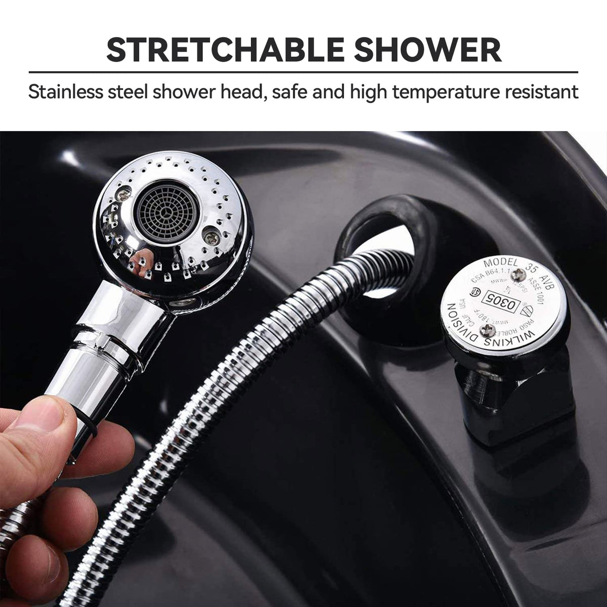Black Ainfox Shampoo Barber Backwash Chair, ABS Plastic Shampoo Bowl Sink Chair for Spa Beauty Salon (Black)