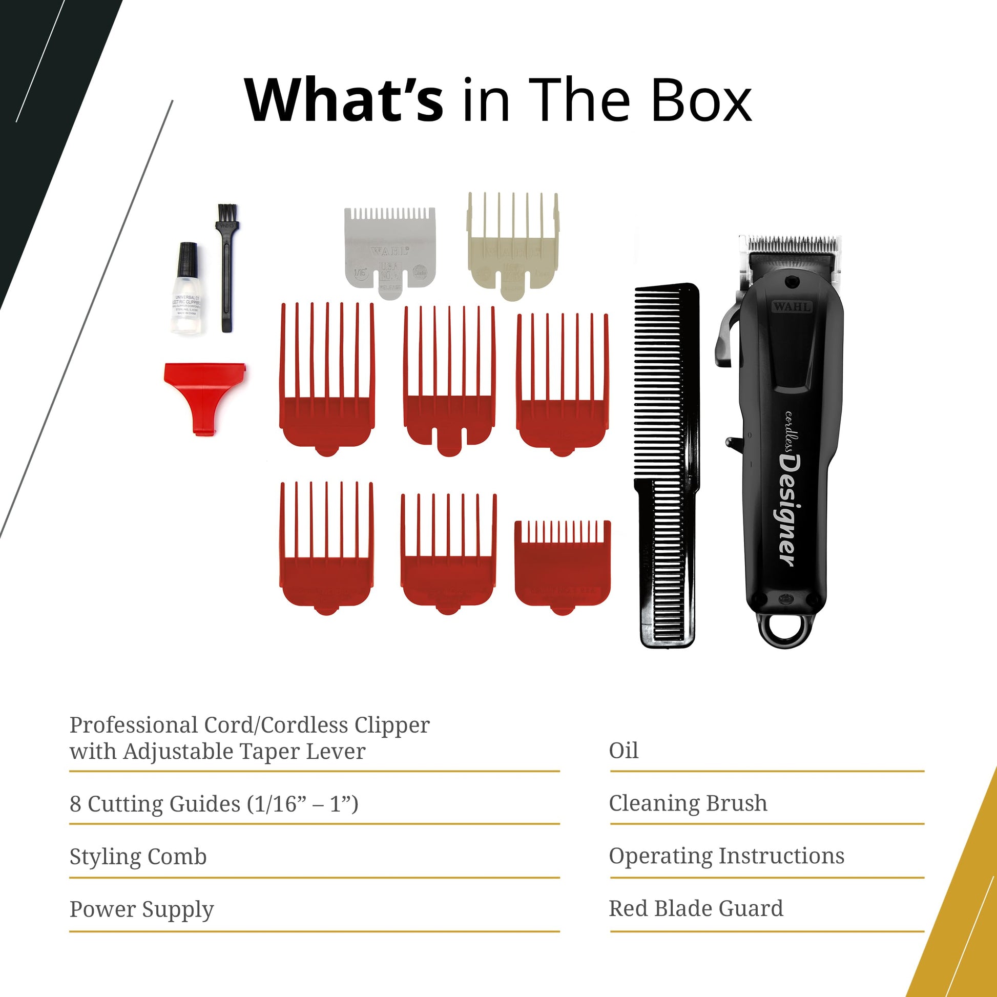 White Smoke Wahl Professional Cordless Designer Clipper, Powerful Rotary Motor, Lithium-Ion Battery with 100-Minute Run Time