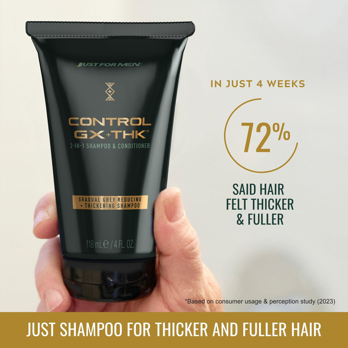 Light Gray Just for Men Control GX + THK Thickening Shampoo and Conditioner with Grey Reduction, 4 oz
