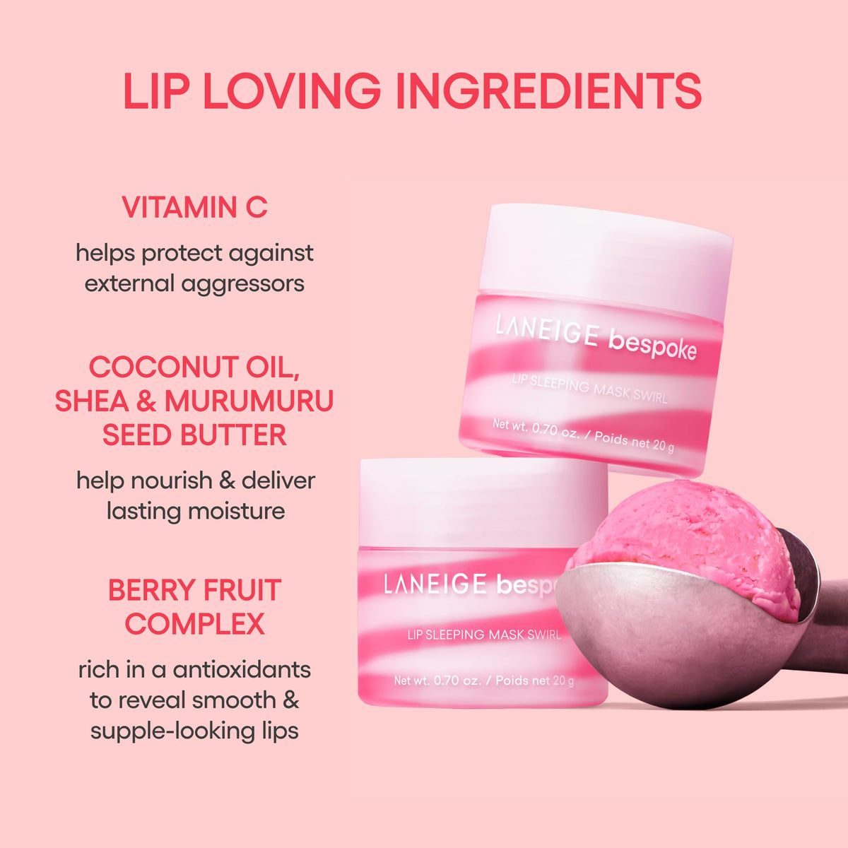 Pink LANEIGE Bespoke Lip Sleeping Mask | Customized Overnight Treatment