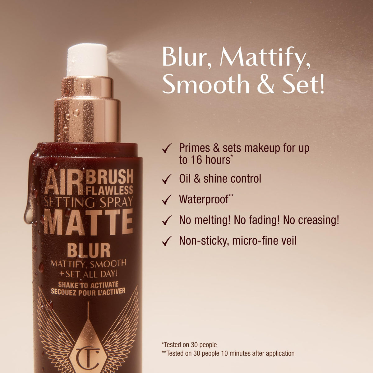 Rosy Brown Charlotte Tilbury Airbrush Flawless Matte Setting Spray – Ulta-Fine Mist to Prime & Set Makeup Up to 16Hr – Oil and Shine Control with Blurring Matte Finish, Humidity & Waterproof