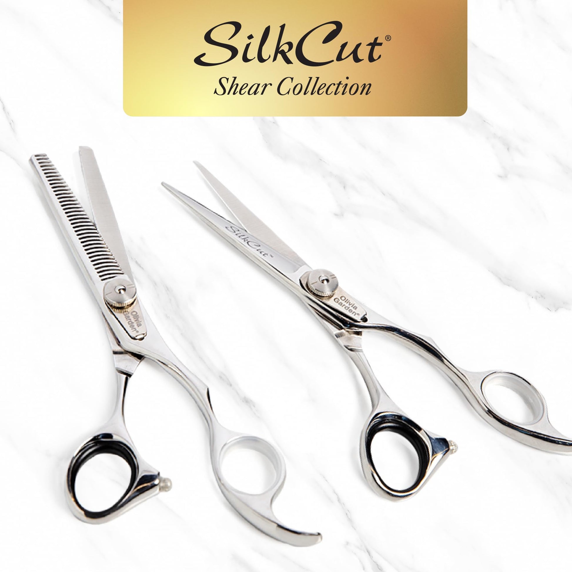 White Smoke Olivia Garden SilkCut Shears Intro Kit - Includes Professional Hair Cutting Shears, Thinner, Case, and Accessories - 5" Razor Sharp Left-Handed Scissors - SKC01LH