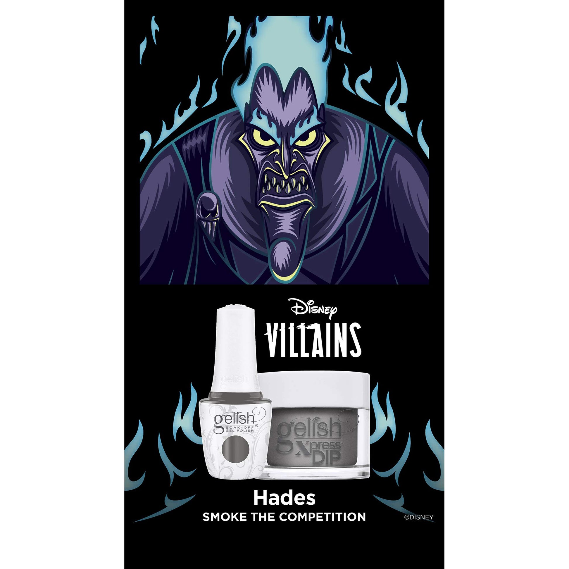 Black Gelish Xpress Dip "Smoke The Competition" Disney Villains Collection, 1.5 oz. - Gray Creme