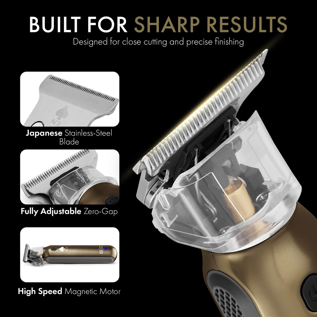 Black STYLECRAFT Ace Cordless Hair Trimmer, Slim Compact, Up to 7500 RPM Motor