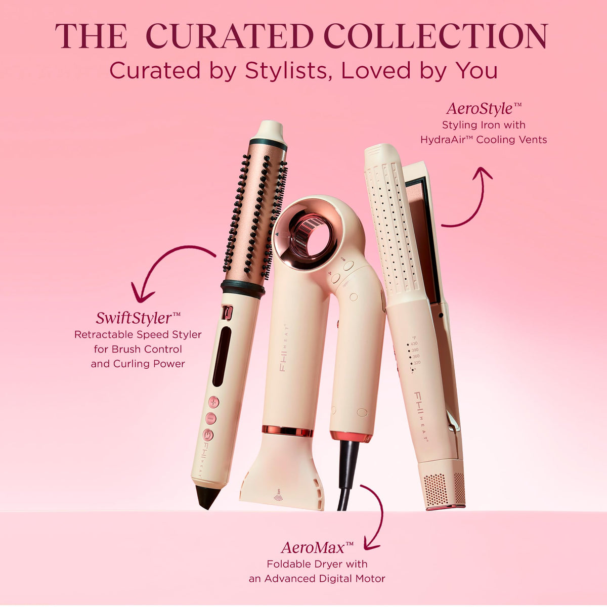 Light Pink FHI Heat AeroMax™ Style Dryer - Compact Foldable BLDC Hair Dryer