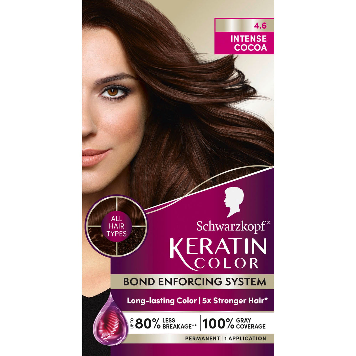 Black Schwarzkopf Keratin Color® 4.6 Intense Cocoa Permanent Hair Dye