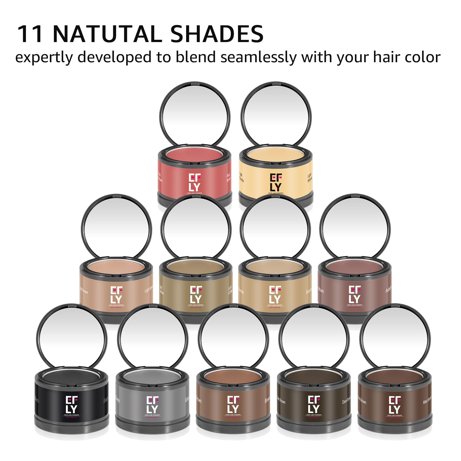 White Smoke EFLY Root Touch Up Gray Hair Shadow Powder, Medium Brown, For Thinning Hair Women Men, Eyebrows, Beard Line, Instant Hair Color, 0.1411 Ounce, Synthetic Material Free, Temporary