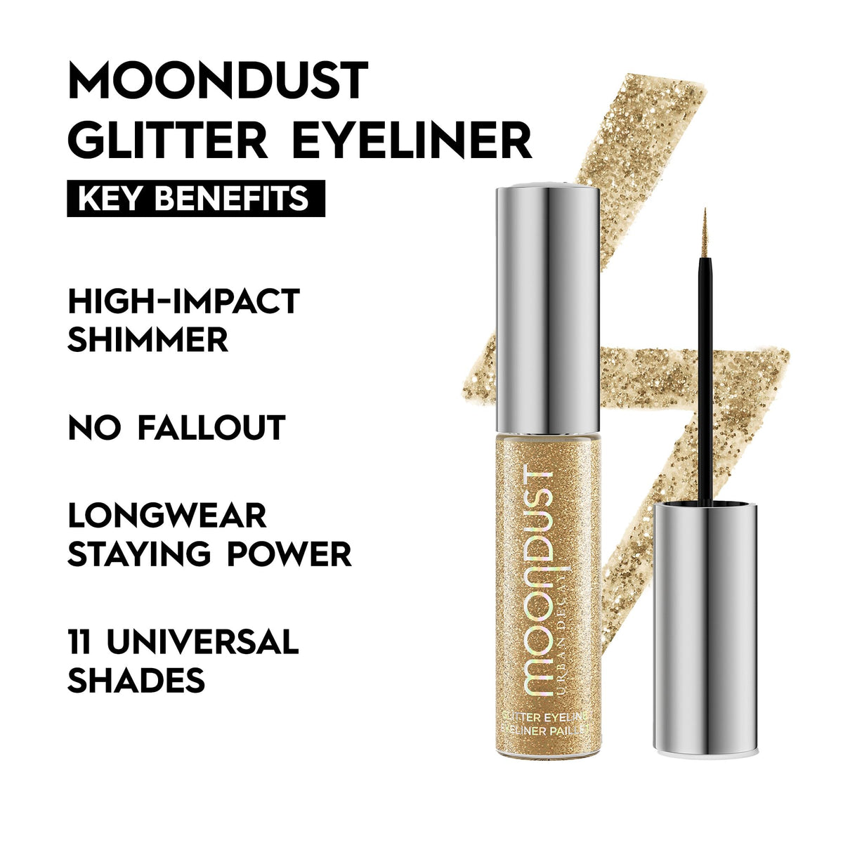 White Smoke Urban Decay Moondust Gold Glitter Liquid Eyeliner (Midnight Cowboy)