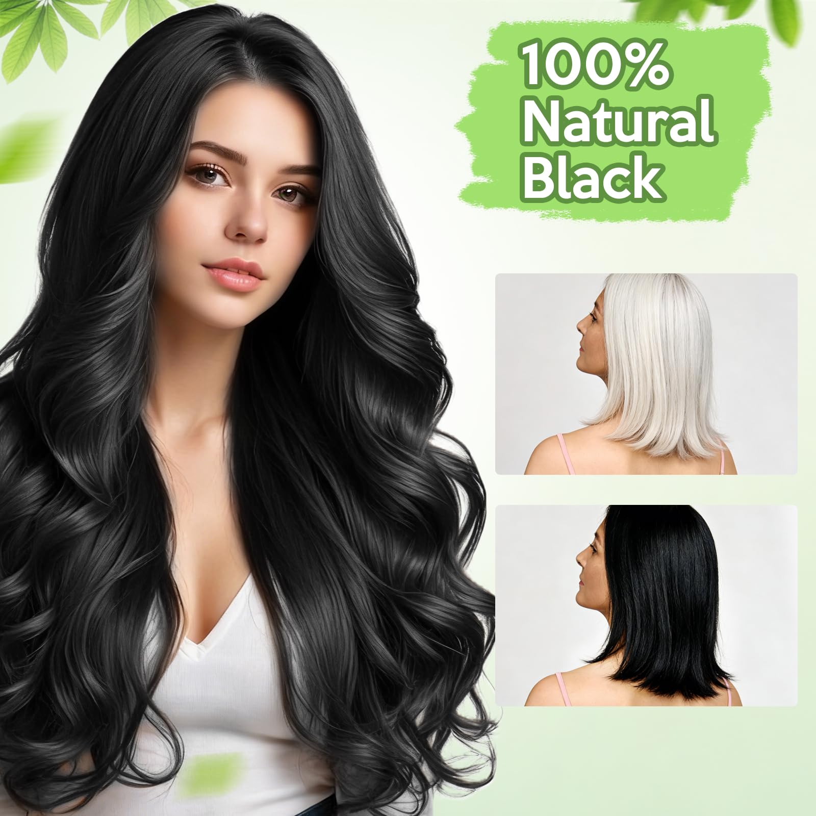 Black GDRFNP Black Hair Dye Shampoo 3 in 1, Herbal Shampoo Hair Dye for Women Men, Grey Coverage Shampoo 16.9fl oz