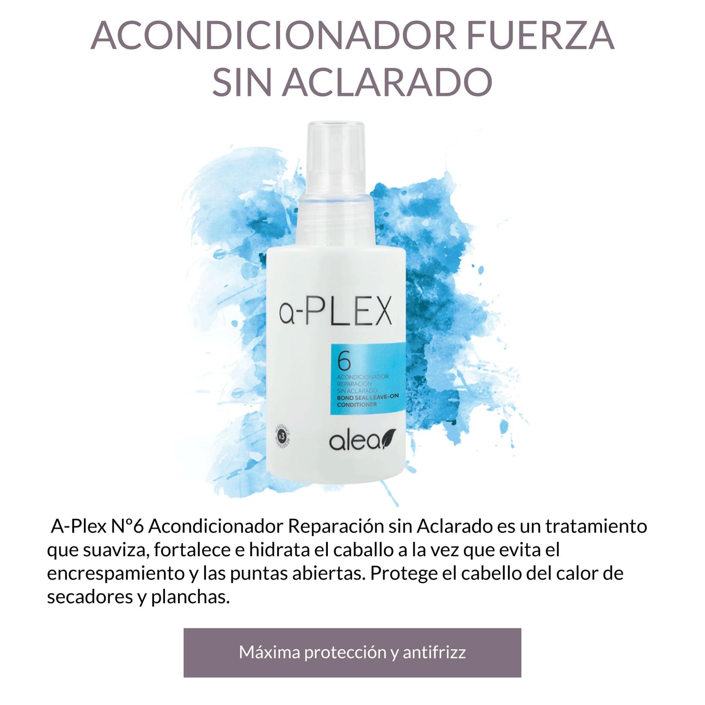 White Smoke ALEA - Leave-In Conditioner - A-Plex Nº6 Leave-In Repair Conditioner - 250 ml - All Hair Types - Softens, Strengthens, and Hydrates - Anti-Frizz Hair - Heat Protector