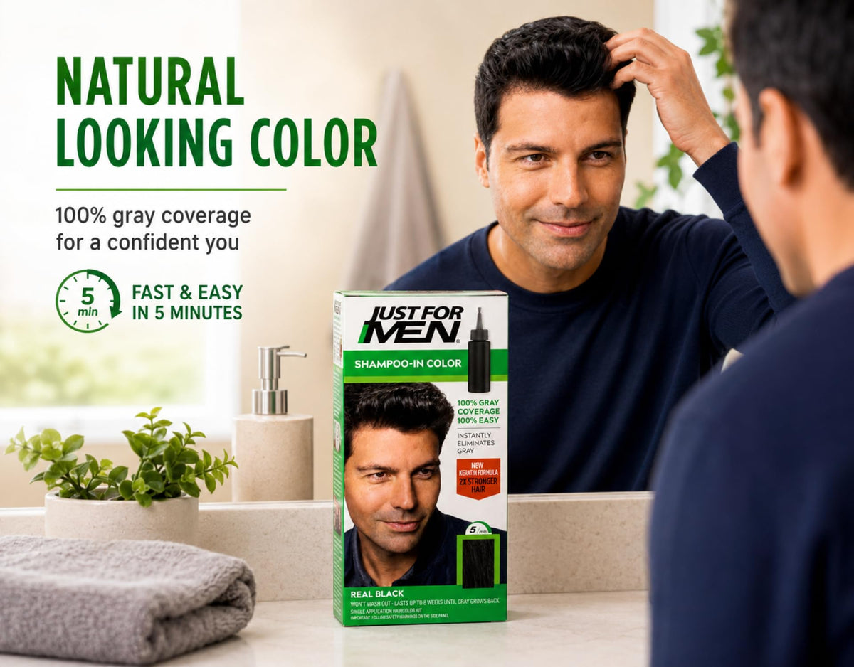 White Smoke JUST FOR MEN Hair Color H-55 Real Black 1 Each (Pack of 5)