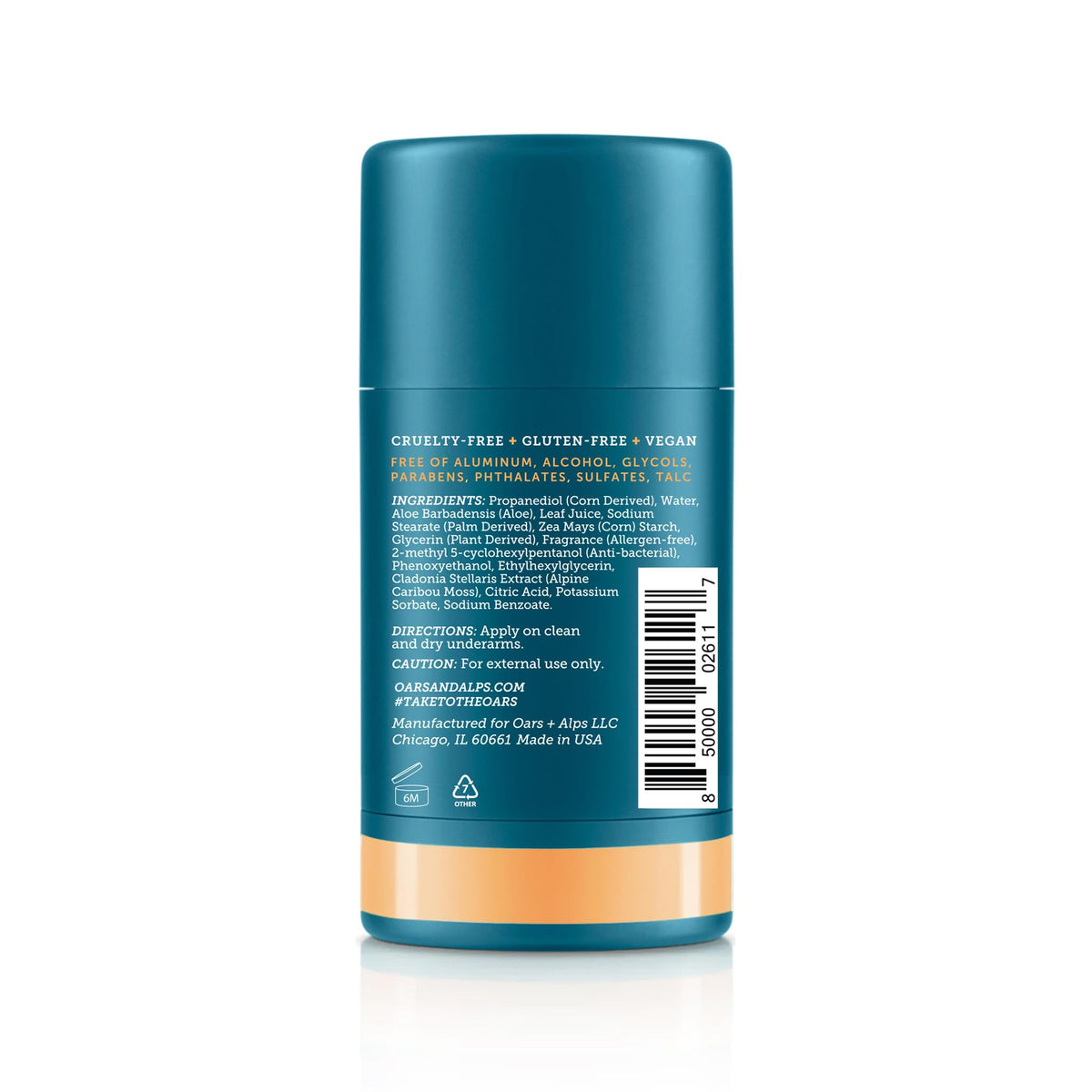 Dark Slate Gray Oars + Alps Aluminum Free Men's Deodorant, Clear + No Residue, 1pk, 2.6oz