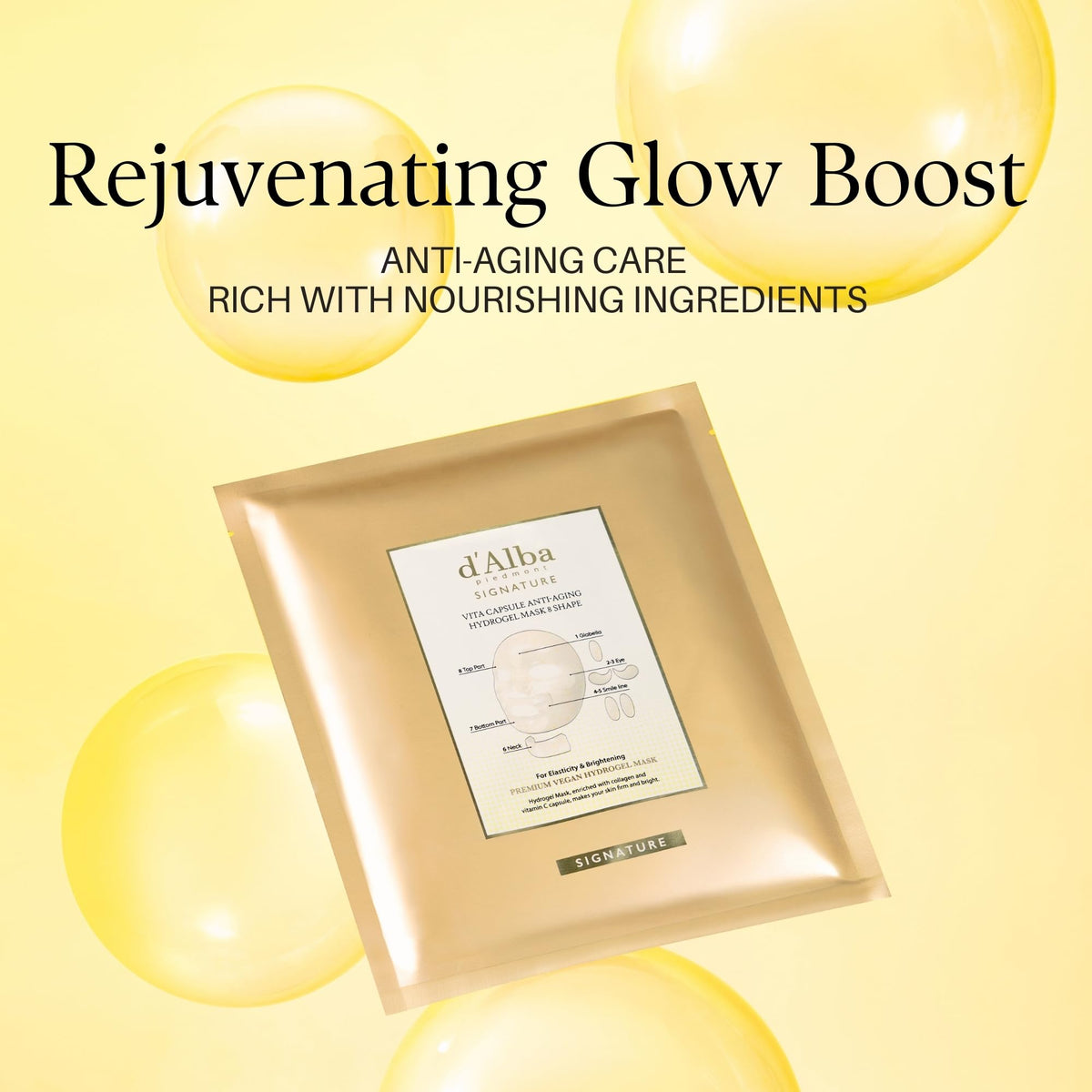 Lemon Chiffon Signature Vita Capsule Anti-Aging Hydrogel Mask 8-Shape (1 Sheet)