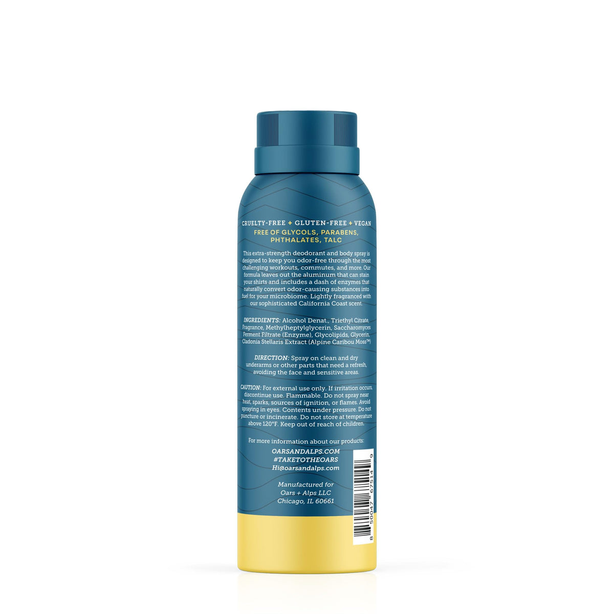 Cadet Blue Oars + Alps Aluminum Free Men's Whole Body Deodorant Spray, 1pk, 3.4oz