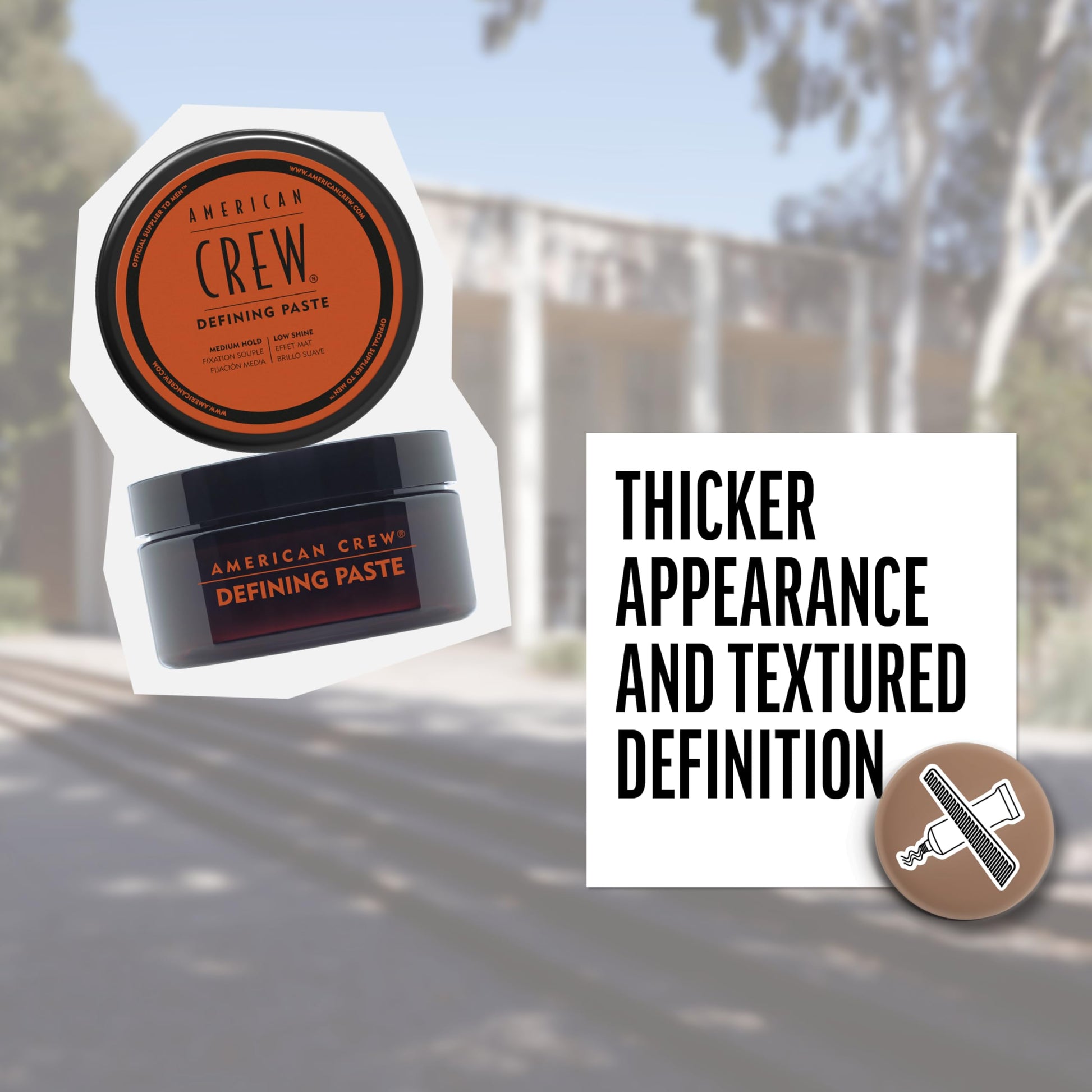 Light Slate Gray American Crew Men's Hair Defining Paste, Like Hair Gel with Medium Hold Hair Gel & Low Shine, 3 oz