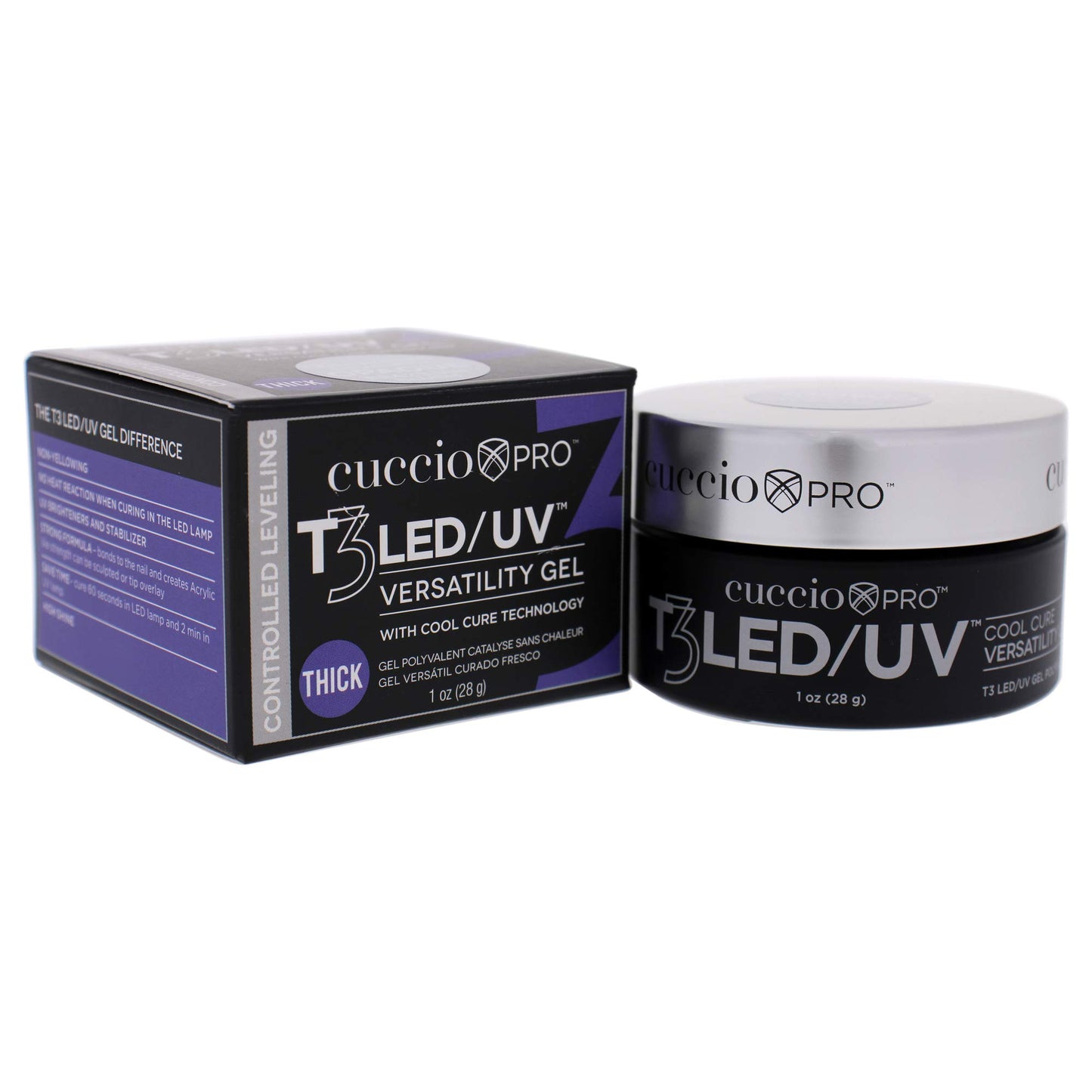 White Smoke Cuccio Pro T3 LED/UV Cool Cure Versatility Gel- Controlled Levelling- Incredibly Flexible- Strong Adhesion- Thick Viscosity- Fast Application- Quick Cure- Opaque Brazilian Blush- 1 Oz Nail Gel