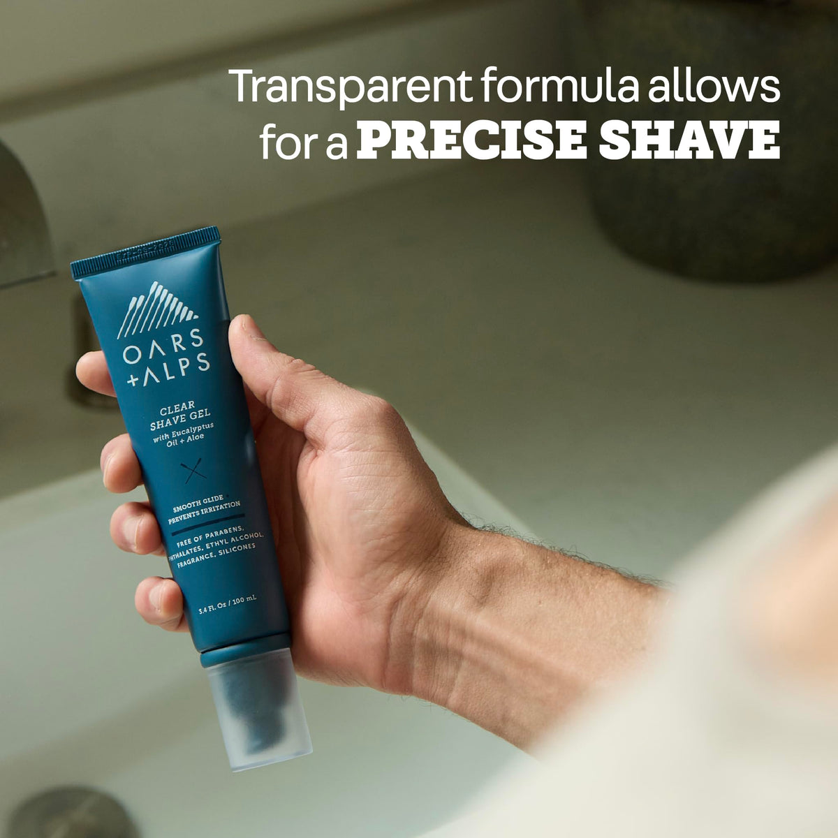 Dark Olive Green Oars + Alps Hydrating Men's Clear Shave Gel, Cushioning, 1pk, 3.4oz