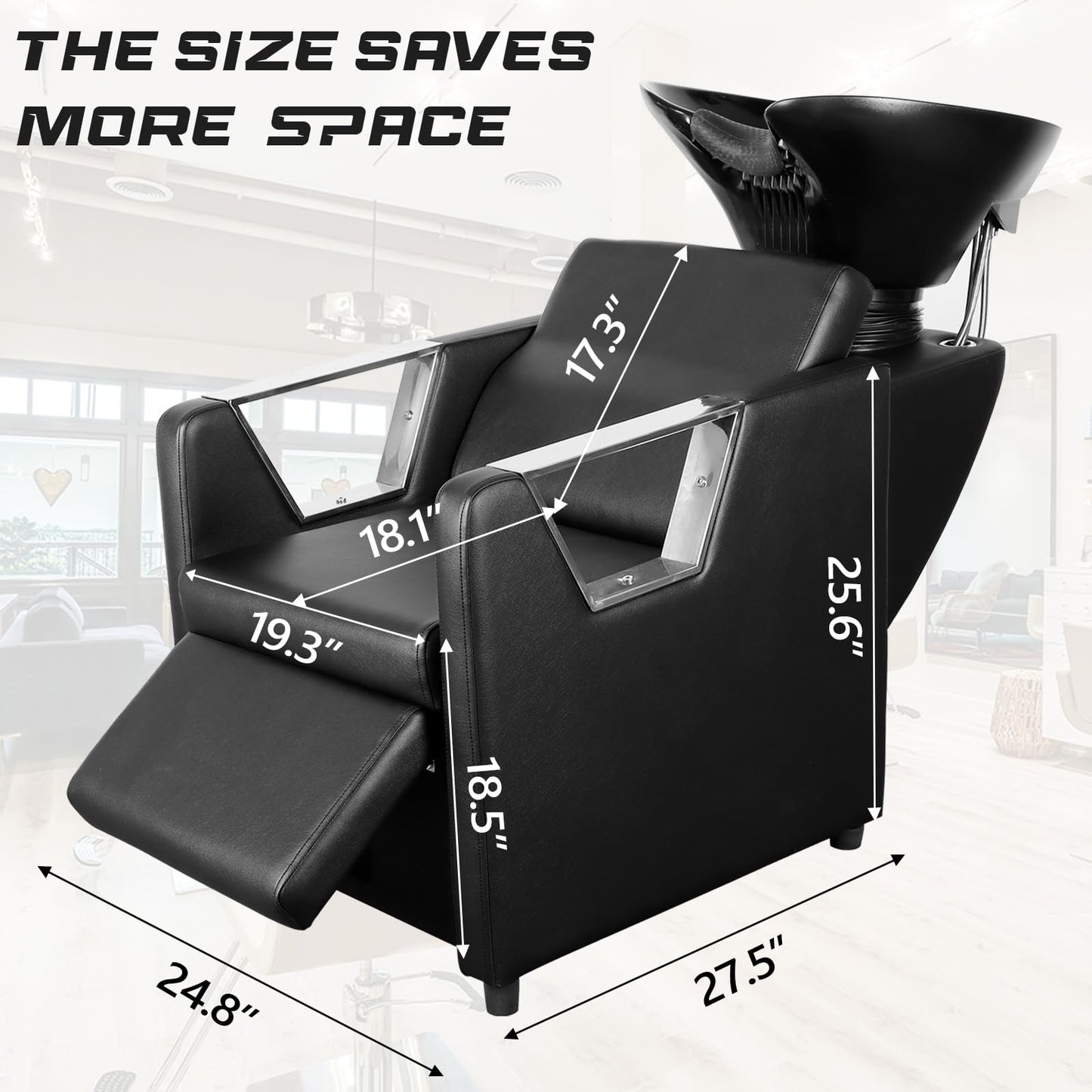 White Smoke Polar Aurora Backwash Chair Adjustable ABS Plastic Shampoo Bowl Sink with Leg Support for Spa Beauty Salon