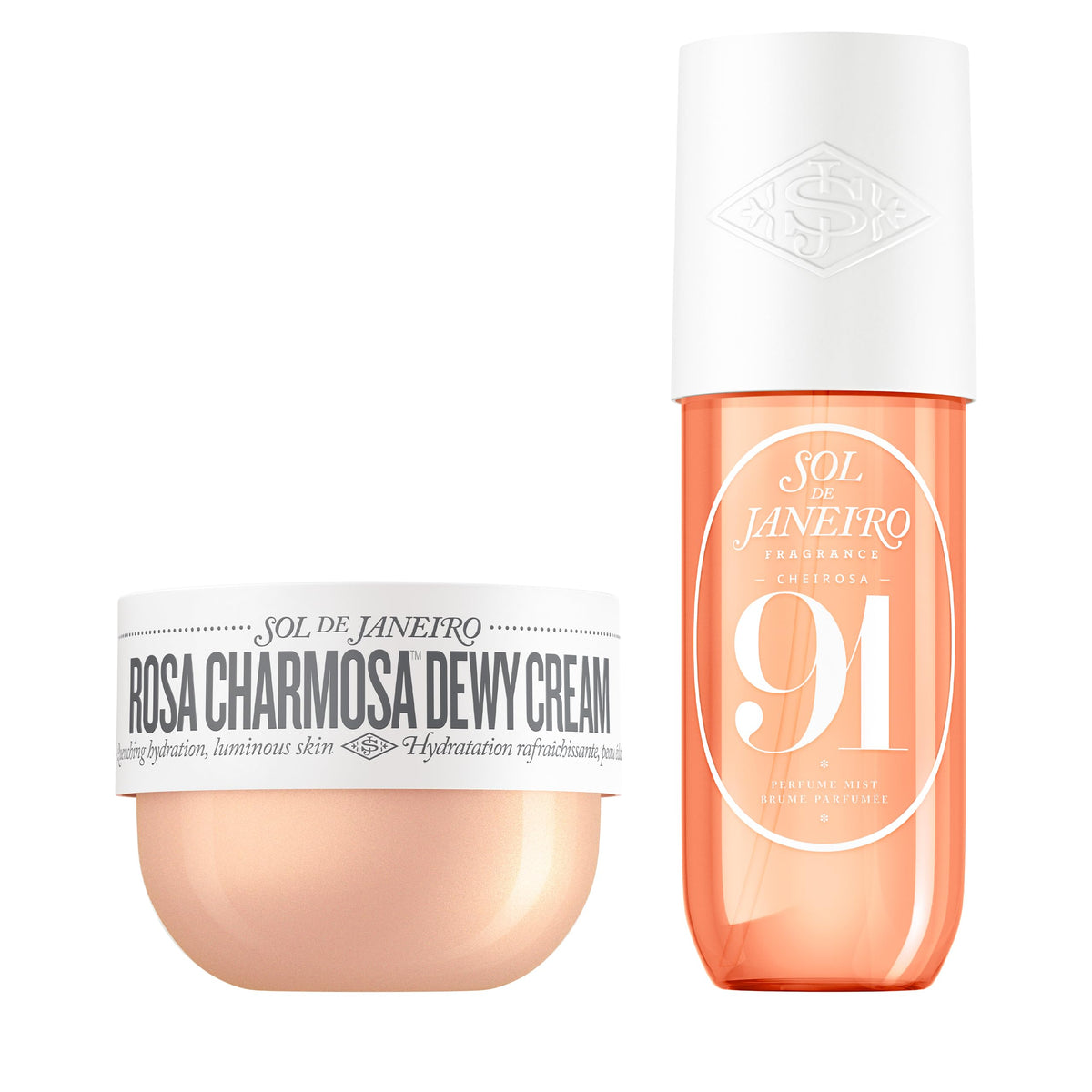 White Smoke Sol de Janeiro Rosa Charmosa Dewy Body Cream & Cheirosa Perfume Mist Duo