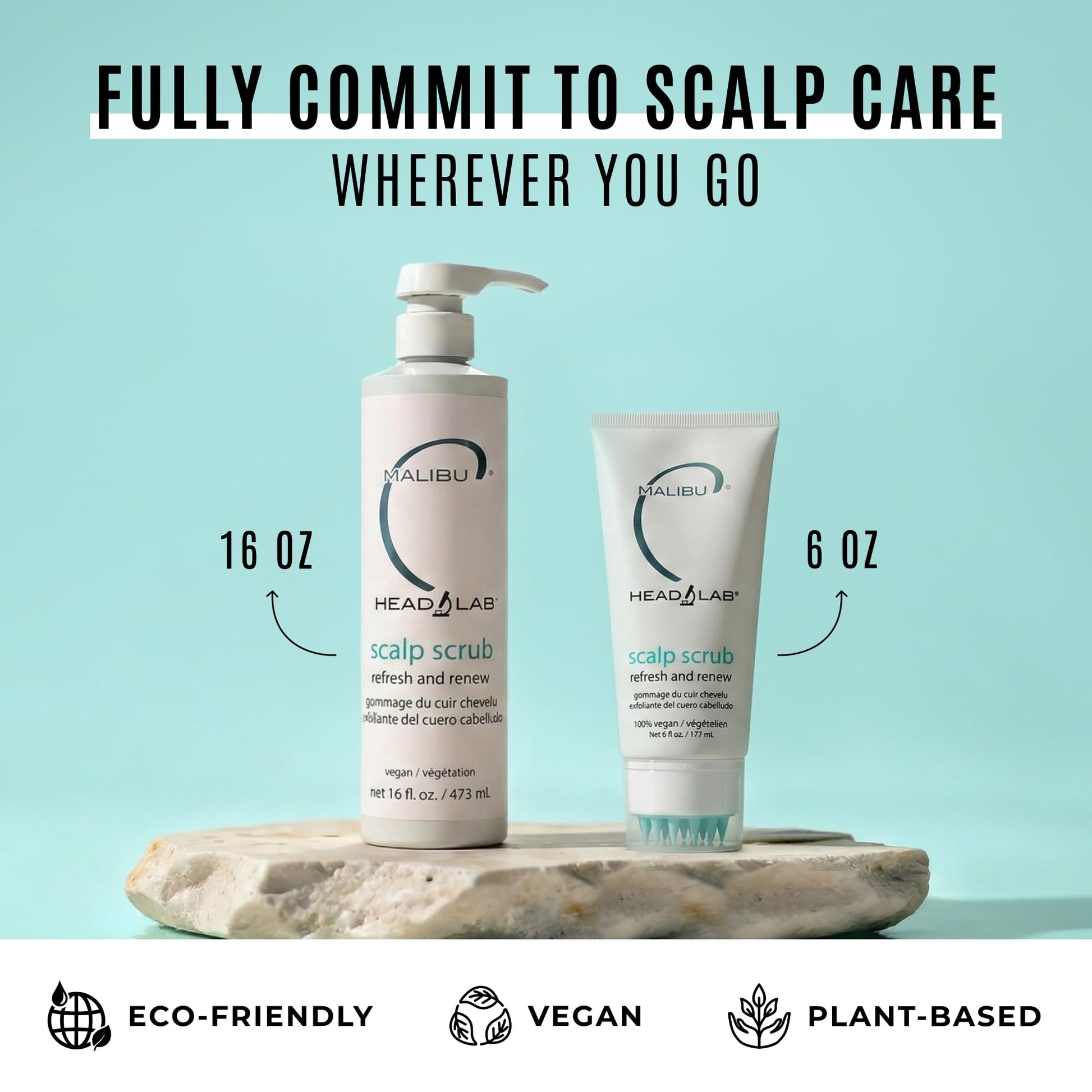 Light Blue Malibu C Head Lab Scalp Scrub - Gentle Scalp Exfoliator Enriched with Activated Charcoal. Jojoba Esters for Improved Scalp Health - Clean, Vegan Hair Care (6 oz)