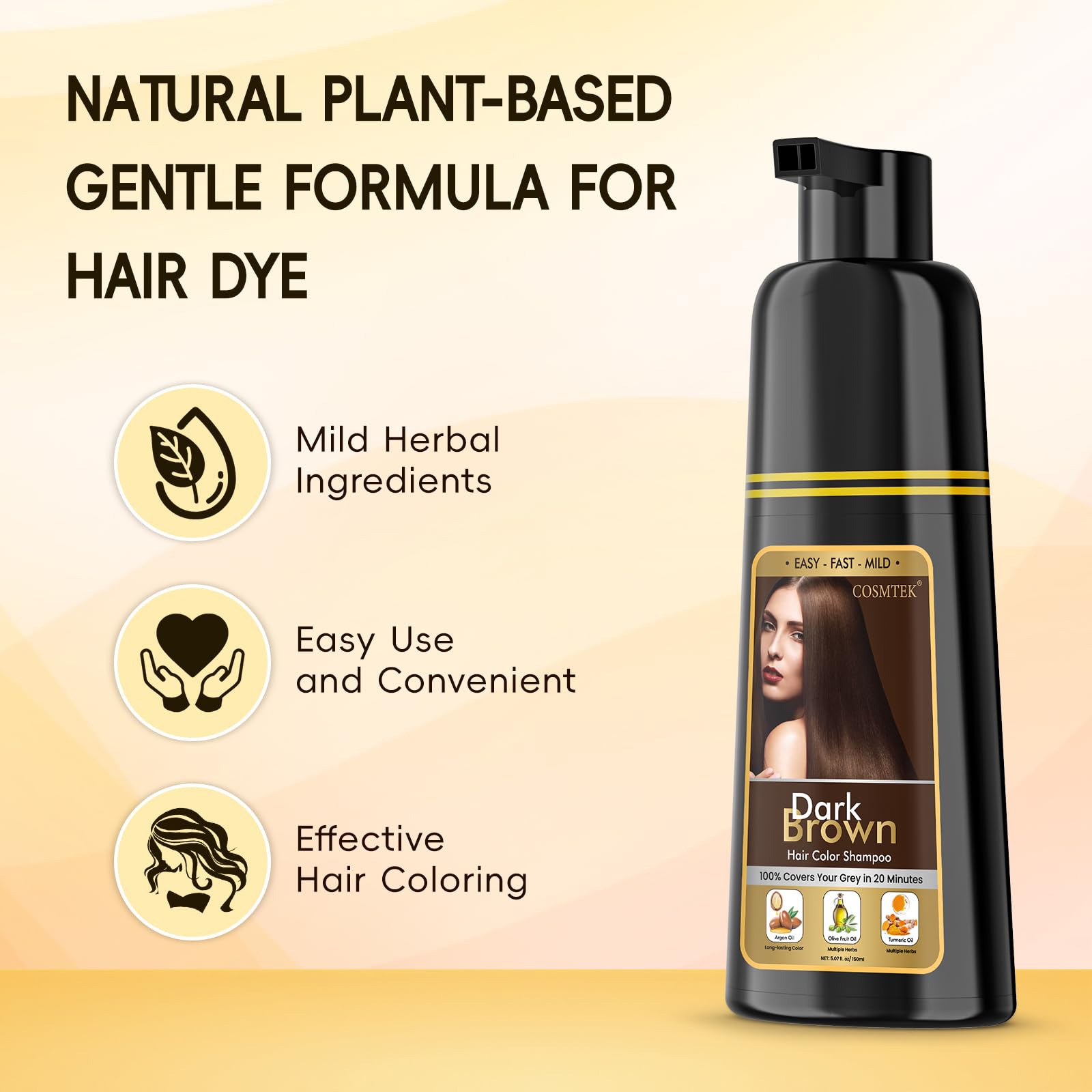 Seashell BOJICA Hair Dye Shampoo 3 in 1 for Gray Hair, Dark Brown Hair Color shampoo for Women, Natural Shampoo Hair Dye-100% Grey Hair Coverage/Herbal Ingredients - 150ml (5.07 oz)
