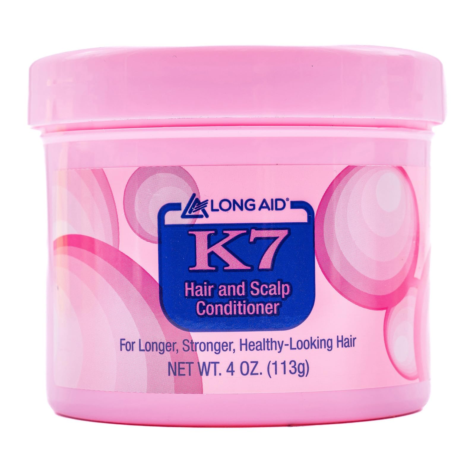 Pink Ampro Long-Aid K7 Hair and Scalp Conditioner - Rich with Natural Emollients - Provides Stronger Hair and Scalp for All Hair Textures - Protects Against Humidity and Nature - 4 oz